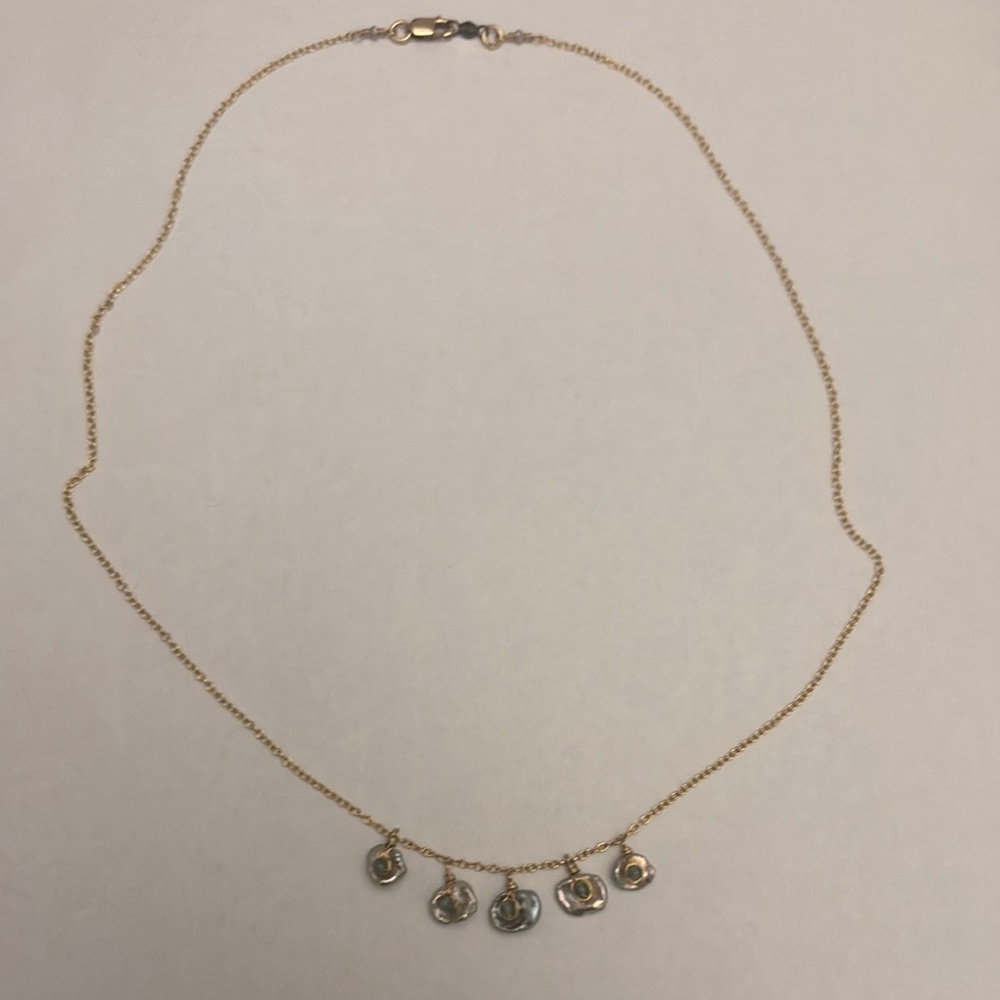 1/20-14K Elegant Gold Necklace with Silver Accents